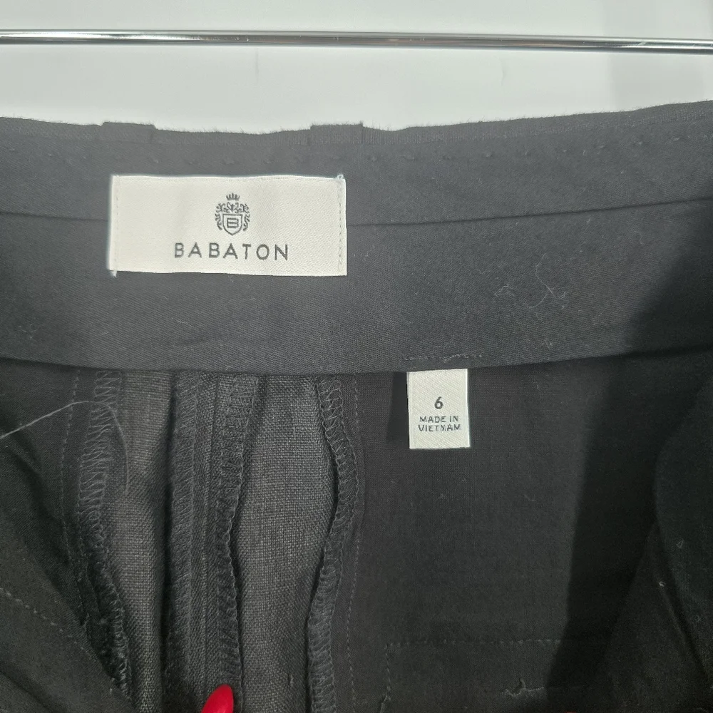 Babaton Aritzia Linen Black Wide Leg Pleated Pants Size 6